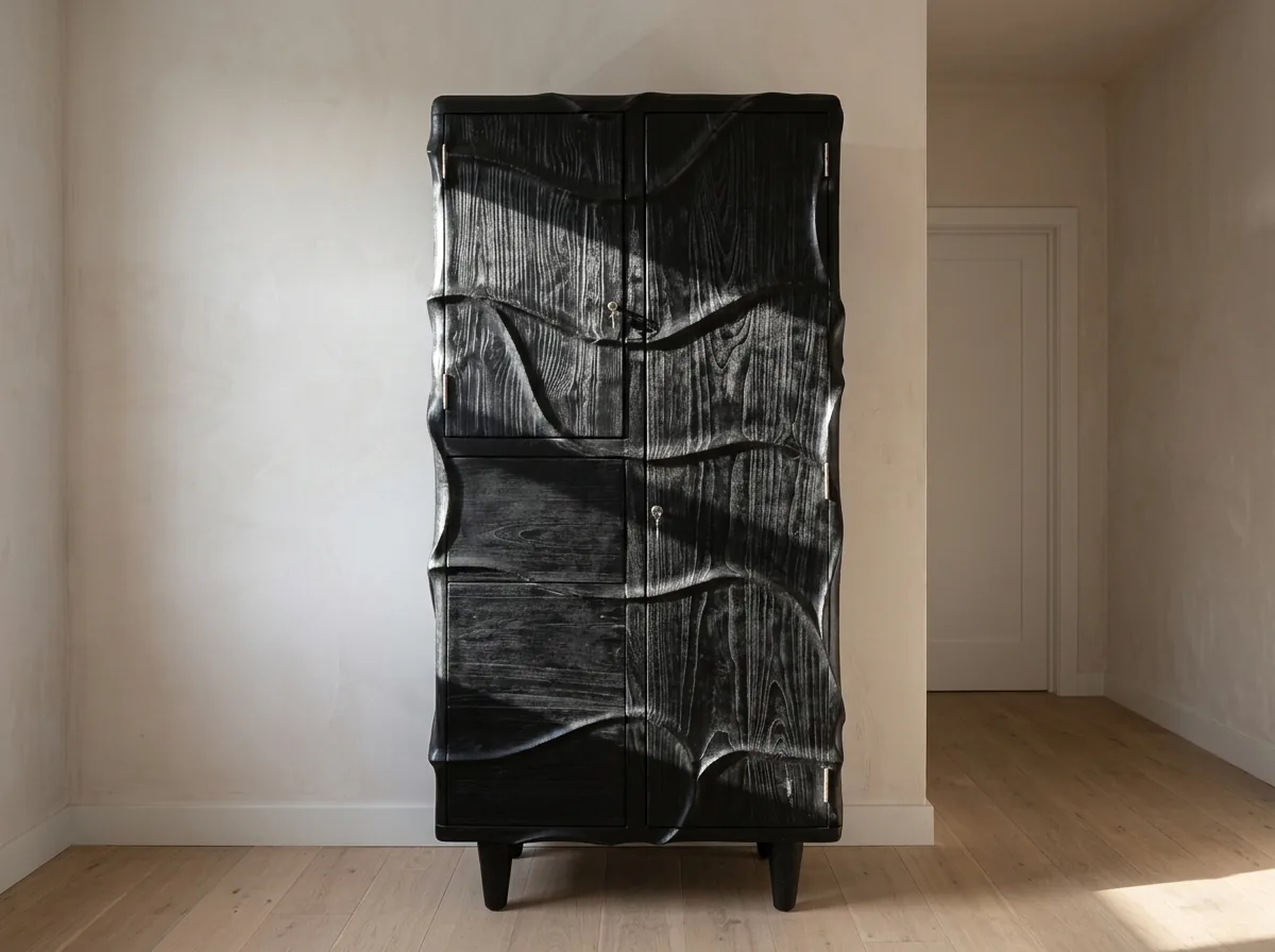 Wandmeubel BB001 gesloten, in een lichte kamer